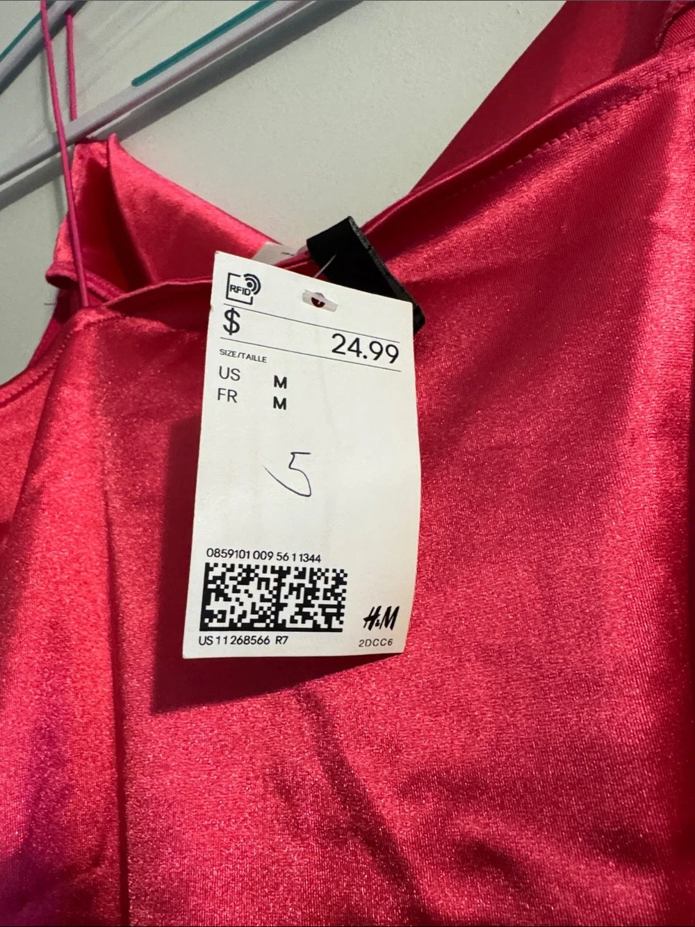 H&M Fuchsia Satin Ruched Slip Mini Dress - Picture 3 of 3